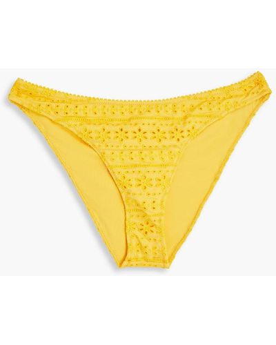 Tigerlily Calia Elle Broderie Anglaise Low-rise Bikini Briefs - Yellow