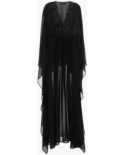 Dundas Embellished Silk Crepe De Chine Gown - Black