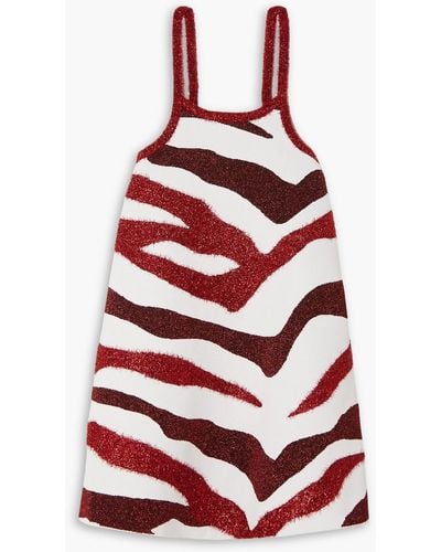 JW Anderson Metallic Zebra-jacquard Jersey Mini Dress - Red