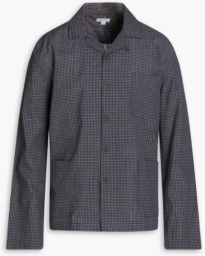 Sunspel Checked Cotton Pyjama Top - Blue