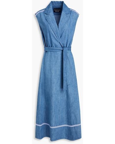 Boutique Moschino Belted Denim Midi Dress - Blue