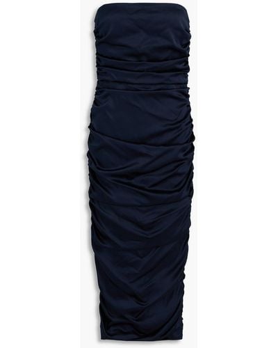 Veronica Beard Kupa Strapless Stretch-silk Satin Midi Dress - Blue