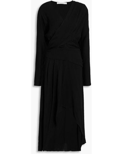 IRO Elmas Asymmetric Wrap-effect Crepe Dress - Black