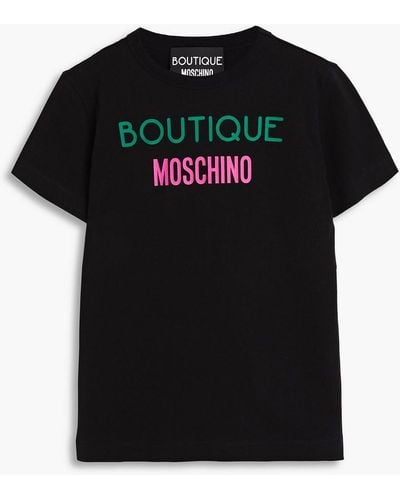 Boutique Moschino T-shirt aus baumwoll-jersey mit logoprint - Schwarz