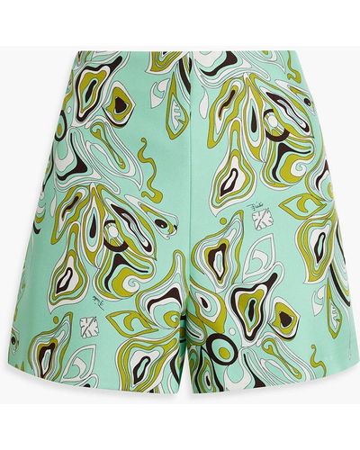 Emilio Pucci Printed Silk-twill Shorts - Green
