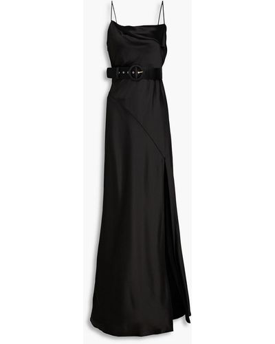 Nicholas Belira Draped Belted Satin-crepe Gown - Black