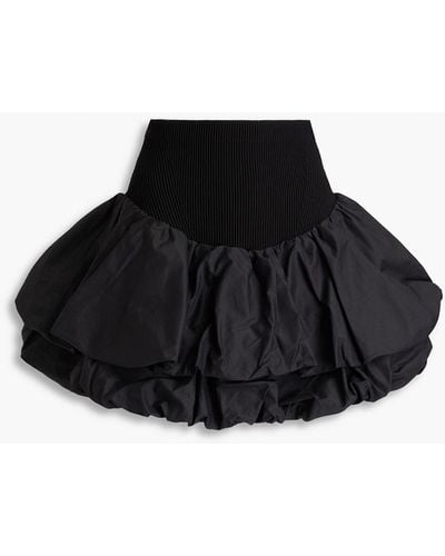 Aje. Turner Tiered Ribbed-knit And Taffeta Mini Skirt - Black