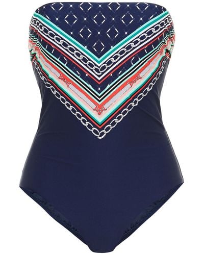 Jets by Jessika Allen Riviera Printed Bandeau Swimsuit - Blue