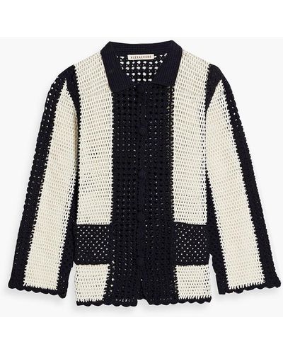 ALEXACHUNG Bowling Two-tone Crocheted Cotton Jacket - Black