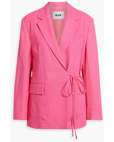 MSGM Tie-front Woven Blazer - Pink