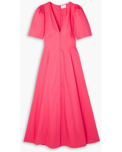 Three Graces London Jodie Cotton-poplin Midi Dress - Pink