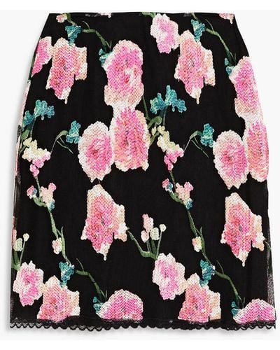 Anna Sui Embellished Tulle Mini Skirt - Black