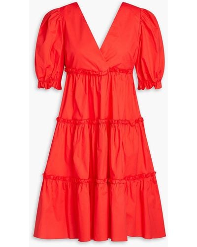 Vivetta Gathe Cotton-blend Poplin Dress - Red