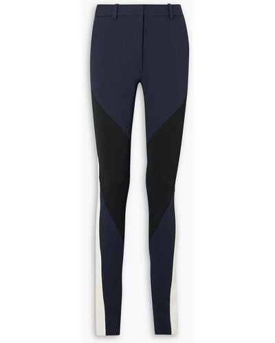 Victoria Beckham Panelled Stretch-jersey Skinny Trousers - Blue