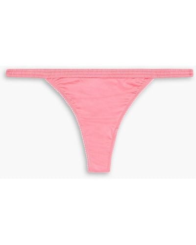 Love Stories Room Service Satin And Leavers Lace Thong - Pink