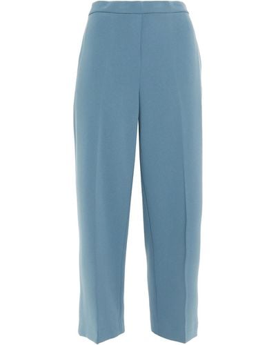 Theory Cropped Crepe Wide-leg Pants - Blue