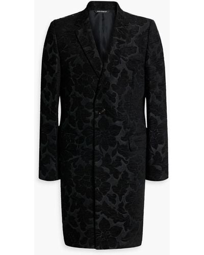 Dolce & Gabbana Velvet-jacquard Coat - Black