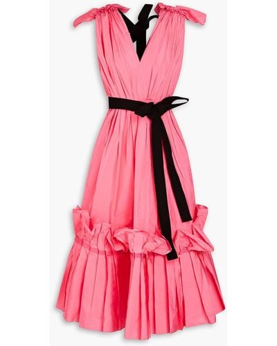 ROKSANDA Eniola Ruffled Satin Midi Dress - Pink