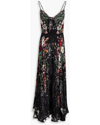 Camilla Crystal-embellished Printed Silk Crepe De Chine Maxi Dress - Black