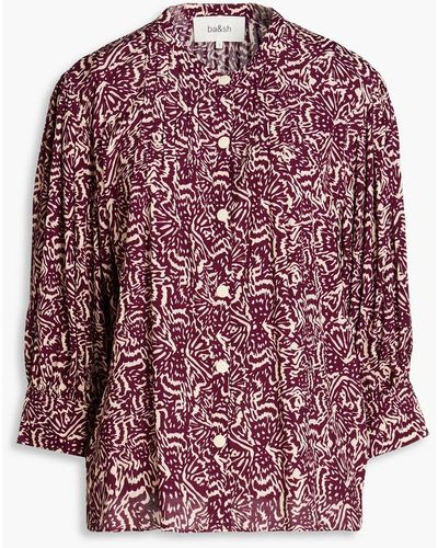 Ba&sh Lio Pintucked Printed Crepe Blouse - Red