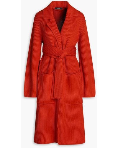 JOSEPH Ribbed Cotton, Wool And Cashmere-blend Coat - Red