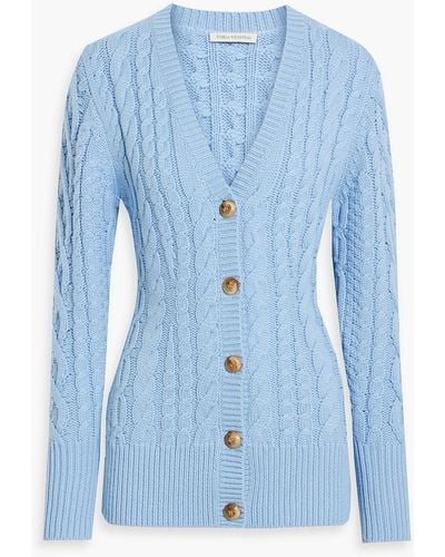 Emilia Wickstead Jackson Cable-knit Wool-blend Cardigan - Blue