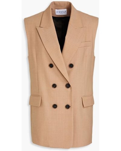 Claudie Pierlot Double-breasted Wool-blend Twill Vest - Natural