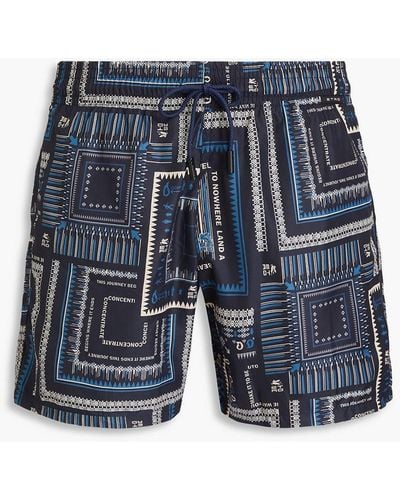 Etro Short-length Printed Swim Shorts - Blue