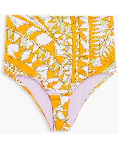 Emilio Pucci Hoch sitzendes bikini-höschen mit print - Orange