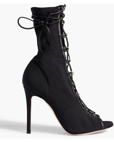 Gianvito Rossi Stevie 105 Leather-trimmed Jersey Ankle Boots - Black