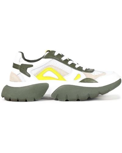 Maje Color-block Leather, Suede And Mesh Sneakers - White