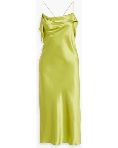 Michelle Mason Draped Silk-satin Midi Slip Dress - Green
