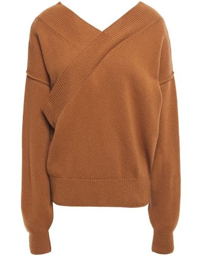 Each x Other Wrap-effect Merino Wool And Cashmere-blend Jumper - Brown