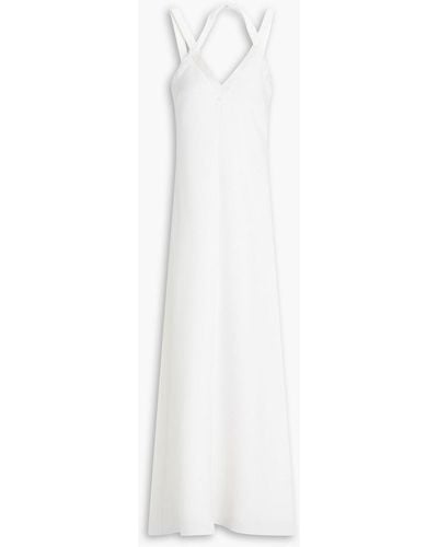 Halston Allison robe aus crêpe mit zierperlen - Weiß