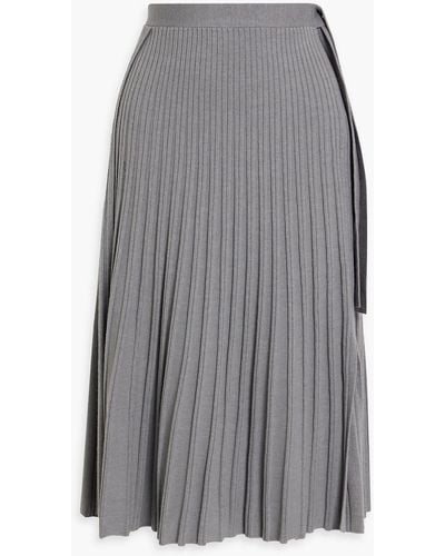 3.1 Phillip Lim Pleated Ribbed Wool-blend Midi Skirt - Gray