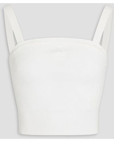 Sandro Abeline Cropped Stretch-knit Top - White