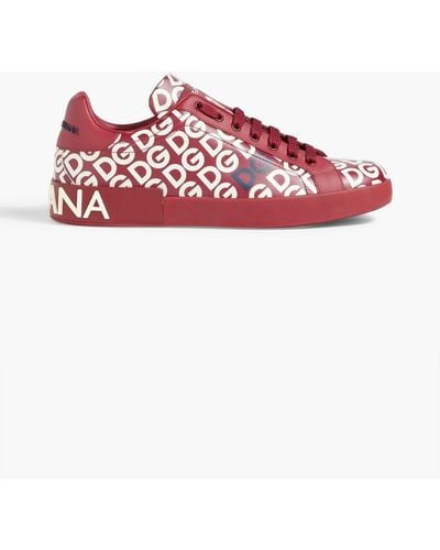Dolce & Gabbana Logo-print Leather Sneakers - Red