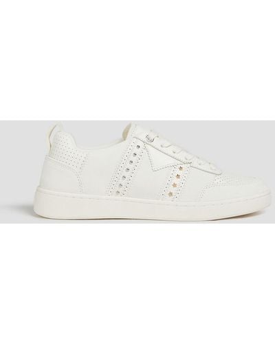 Maje Studded Suede Sneakers - White