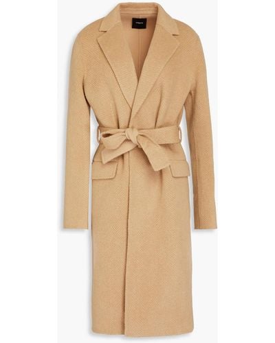 Theory Belted Wool Coat - Natural