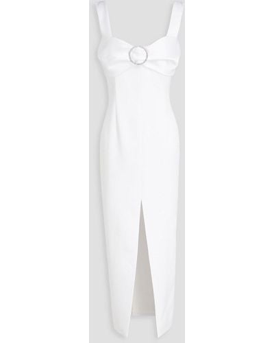 Rasario Crystal-embellished Satin Midi Dress - White
