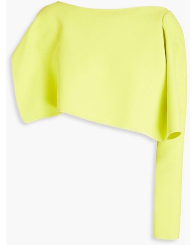 Maticevski Ballade One-sleeve Cropped Crepe Top - Yellow