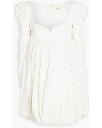Khaite Katia Ruched Pleated Crepe Mini Dress - White