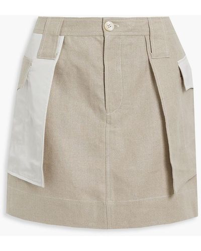 Ganni Shell-paneled Linen Mini Skirt - White