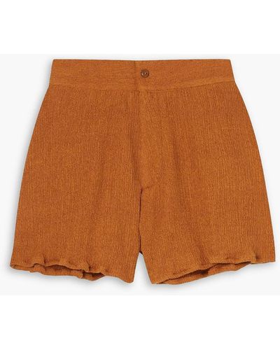 Savannah Morrow Verita Crinkled Bamboo And Silk-blend Shorts - Brown