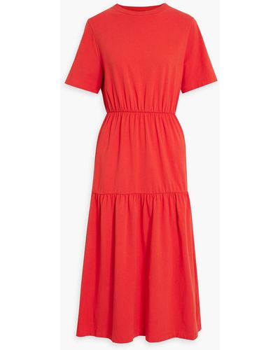 Max Mara Pergola Tie Stretch-cotton Jersey Midi Dress - Red