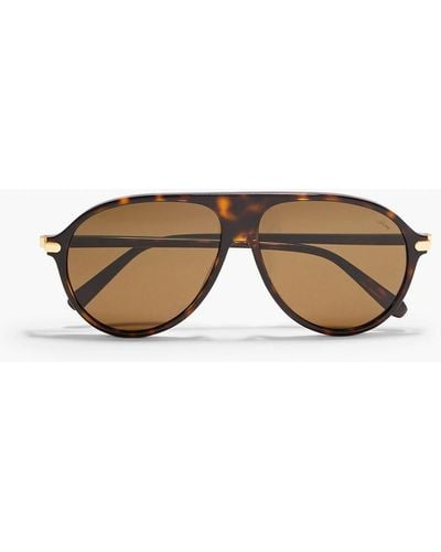 Brioni Aviator-style Tortoiseshell Acetate Sunglasses - Brown