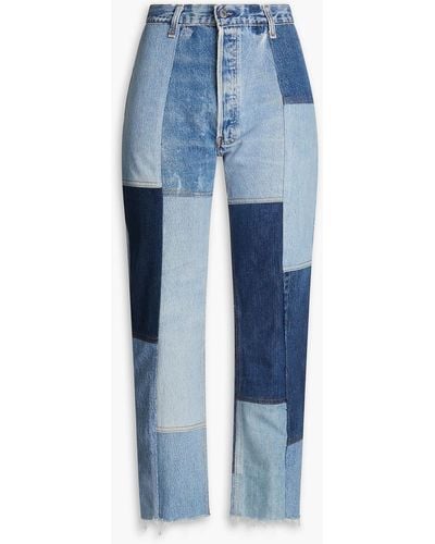 Levi's Halbhohe cropped jeans mit schmalem bein in patchwork-optik - Blau