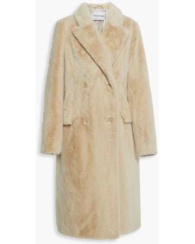 Stand Studio Minou Double-breasted Faux Fur Coat - Natural
