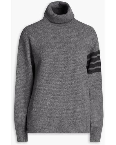 Thom Browne Waffle-knit Wool And Cashmere-blend Turtleneck Sweater - Grey