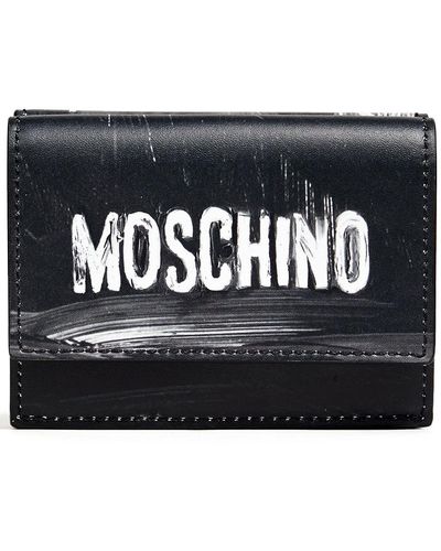 Moschino Logo-print Leather Wallet - Black